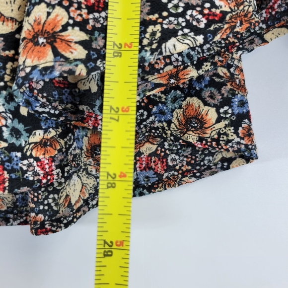 Knox Rose Womens Blouse Large Floral Peasant Long Sleeve Back Tassel Tie Neck - Picture 4 of 15